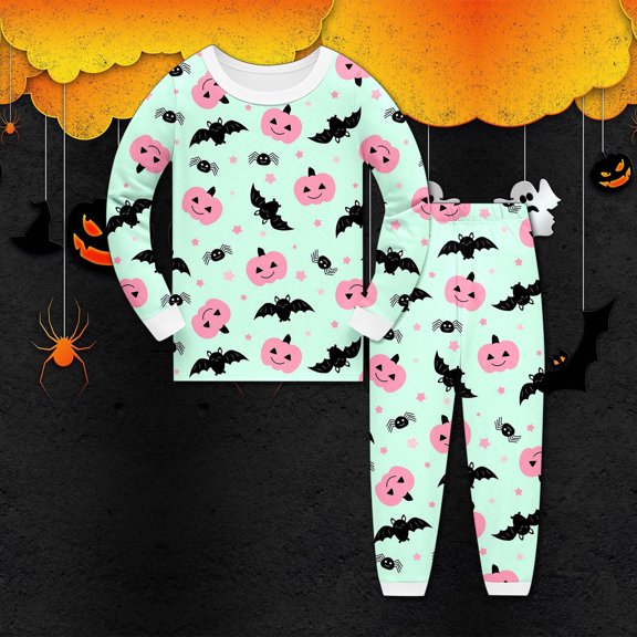 Boys Outfits Halloween Bat Pattern Long Sleeve Crewneck Sweatshirt Casual Pants Loungewear 2 Piece Outfits Size 2-3Y