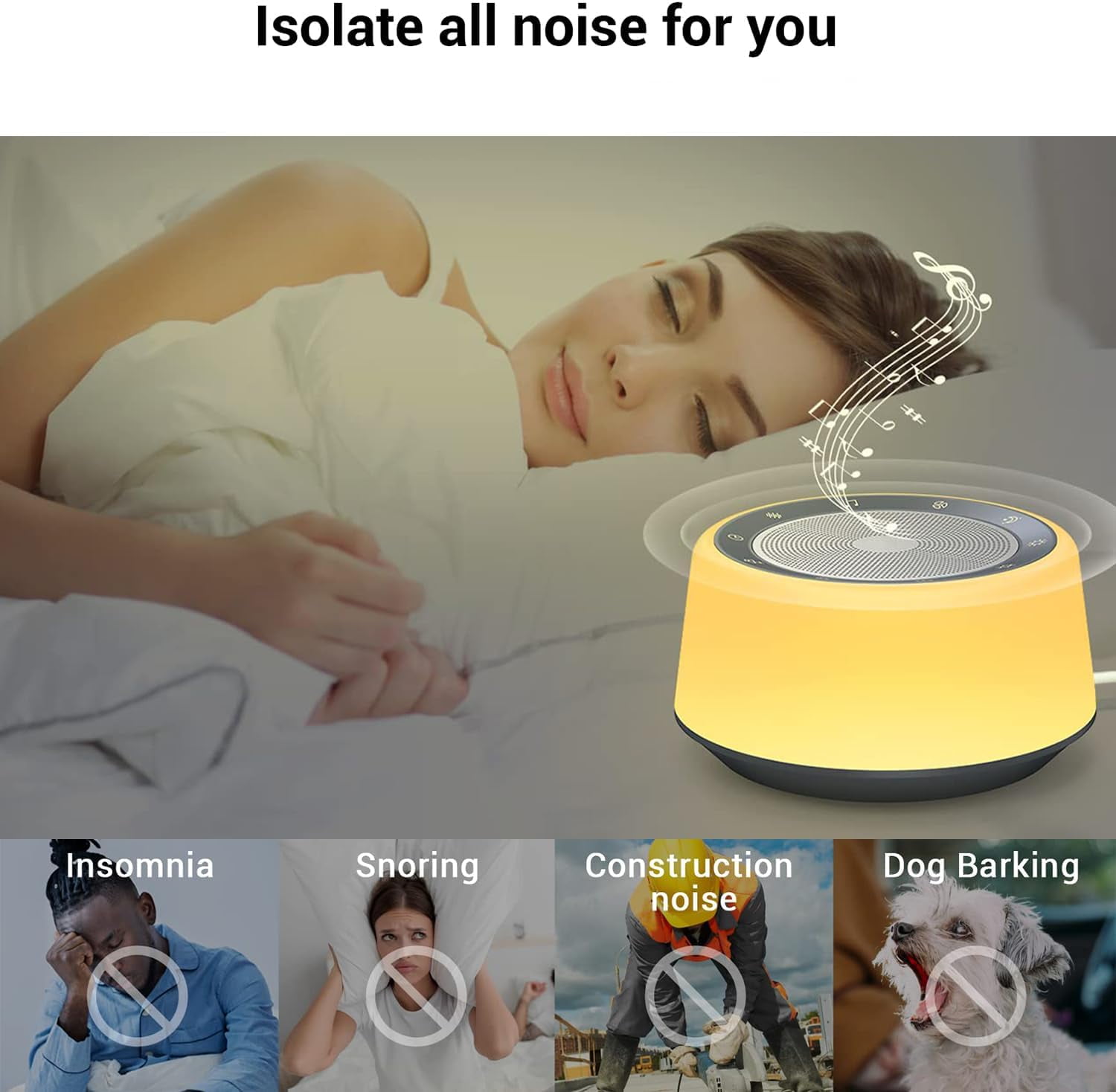 White Noise Machine,Sound Machine for Sleeping with 30 Soothing Sounds,7 Color Night Light with 5 Timers,Touch Control & Adjustable Brightness,Sleep Machine for Baby, Adults Home & Office