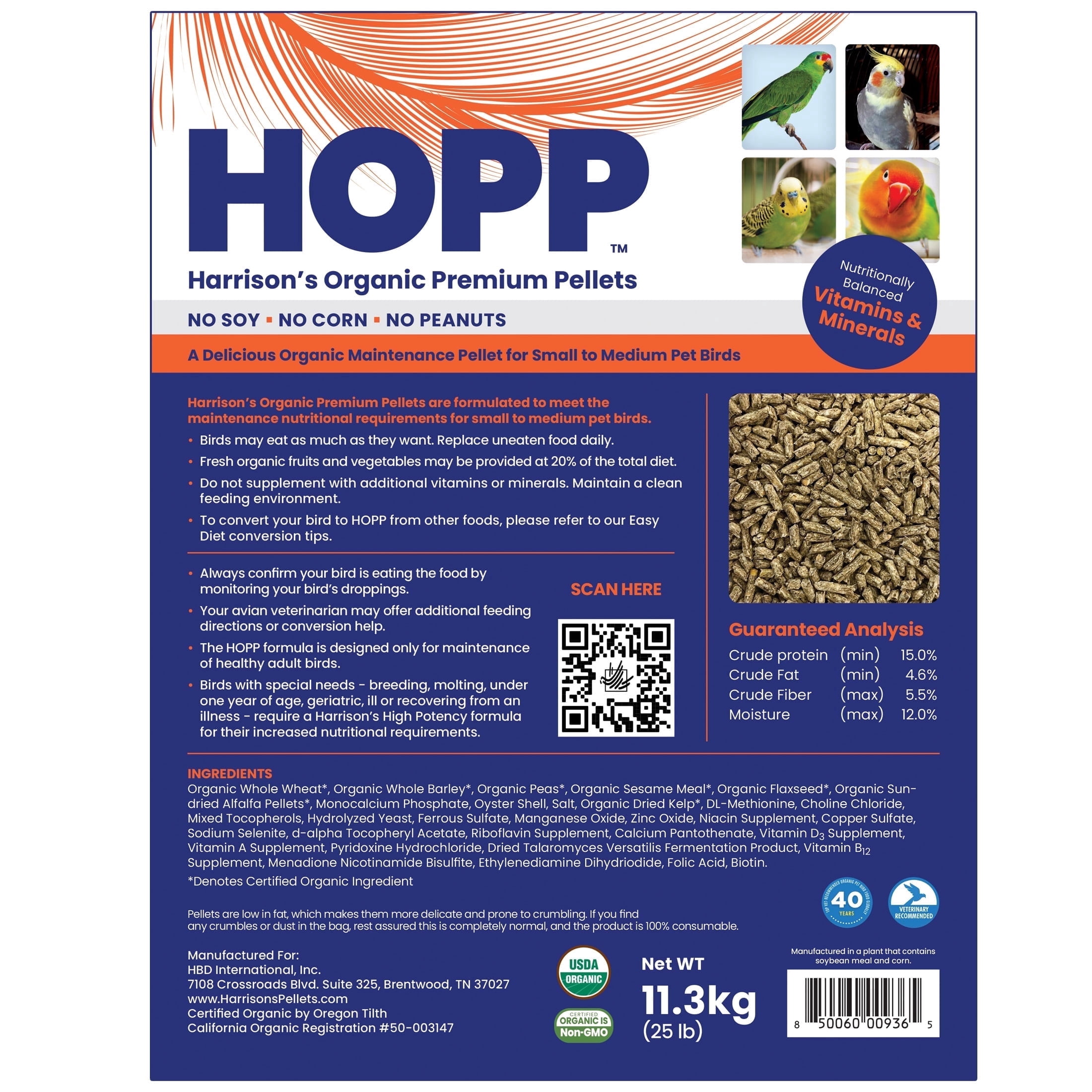 Harrison's Organic Premium Pellets 25 lb. Bag