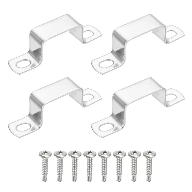 Uxcell 4Pcs Soporte de tubo cuadrado en forma de U, 38x25 mm, abrazadera de acero inoxidable 304