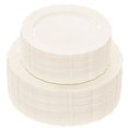 thumbnail image 1 of Platos de plástico U-QE Ivory, 100 piezas, para fiestas con 50 platos para cenas de 26 cm y 50 postres de 19 cm, 1 of 9