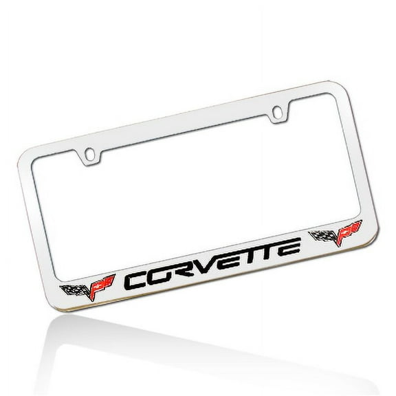Corvette C6 Two Logos Chrome License Plate Frame