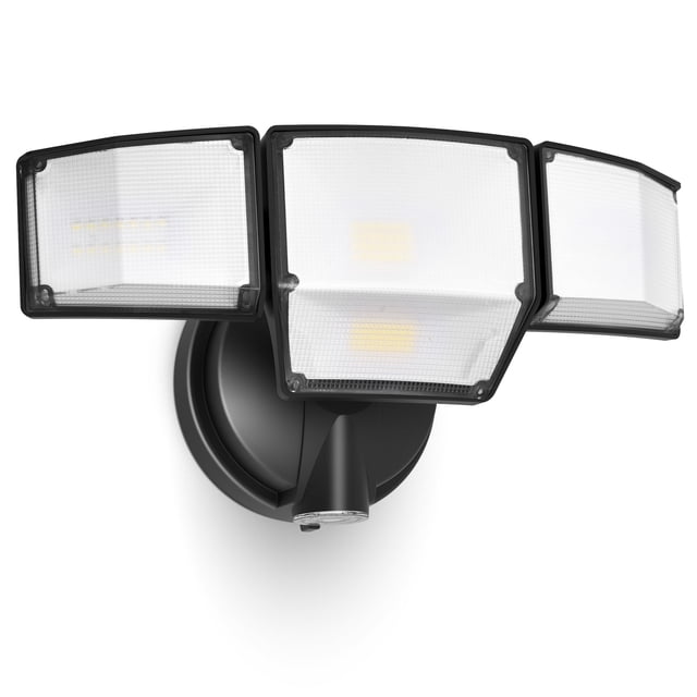 Foco LED LUTEC de 80 W, del anochecer al amanecer, 9000 lúmenes, IP65, negro