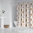 thumbnail image 2 of Beige Highland Cow Flower Pattern Shower Curtain 84"x72" ,Bathroom Decorative Shower Curtains Set with 12 Hooks,Modern Waterproof Washable Shower Curtain, 2 of 6