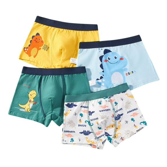 Yammkia Boys Boxer Briefs Baby Soft Cotton Toddler Dinosaur Underwear Children Truck Panties Cute Cartoon Underpants Shorts Pants Trunks Briefs 4PCS for 7-9 Years,Yellow