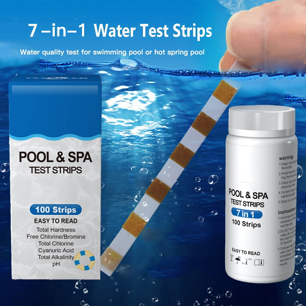 Testing Strips For Pool Pool and Spa Test Strips, 7 in 1 Professional PH Water Test Strip Kit