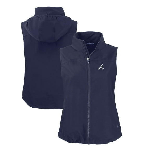 Women's Cutter & Buck  Navy Atlanta Braves Charter Eco Recycled Full-Zip Vest