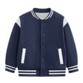 thumbnail image 4 of UDAUDU Kids Baseball Jackets Boys Girls Fit Varsity Jacket Casual Lightweight Button Color Block Cardigan School Bomber Coat Royal Blue 7-8 Years, 4 of 7