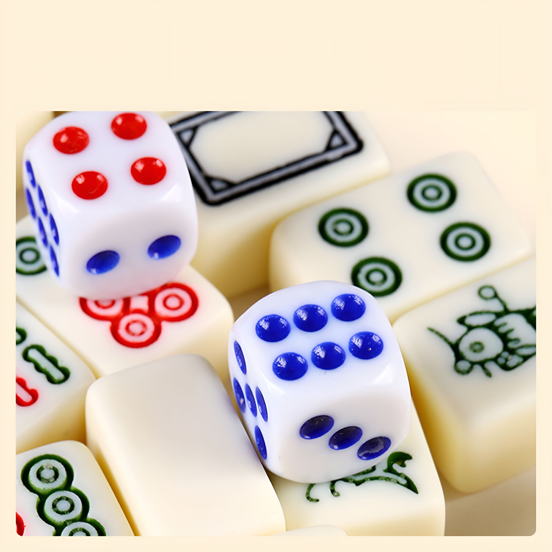 BESTSKY Mahjong Set - 166 White Tiles with Printed Bag,4 All-in-One Racks & Pushers - Complete Game Set
