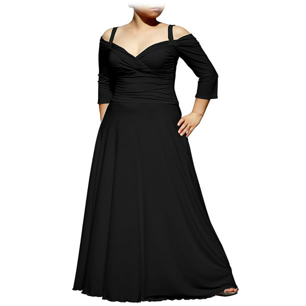Evanese Women's Plus Size Elegant Long Formal Evening Dress with 3/4 ...