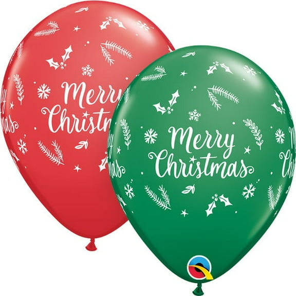 11 inch Qualatex Christmas Evergreen Latex Balloons (6 Pack) - Party Supplies Decorations