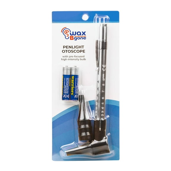 WaxBgone Otoscope - Check Your Family’s Ears at Home - Bright LED Light with 3X Magnification - Set Includes 3 Reusable Specula Tip Sizes for Adults, Kids and Babies Plus 2 AAA Batteries