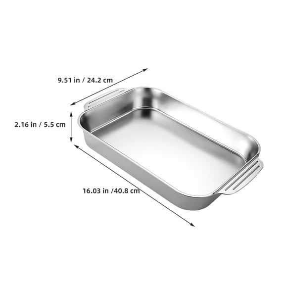 OFFIGAM Rectangular Stainless Steel Roaster Pan for Baking Grilling and Oven Cooking