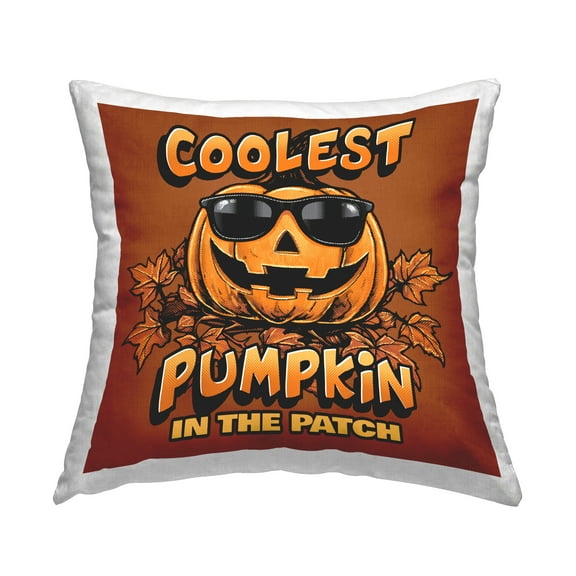 Stupell Industries Coolest Pumpkin with Sunglasses Decorative Printed Throw Pillow Design by Jedco Brands, Inc..