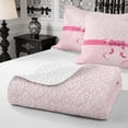 thumbnail image 4 of Manfei Hippie Damask Twin Quilt Set 2 Pieces,Princess Ribbon Bow Twin Coverlet Set,1 Bedspread and 1 Pillowcase, 4 of 7