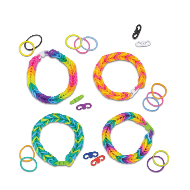 Rainbow Loom Neon Jumbo Bucket with 8,000 Rubber Bands, 2 Happy