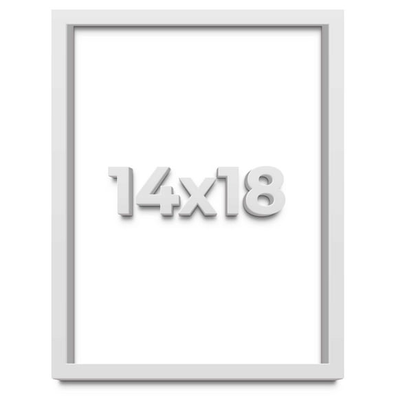 14x18 Shadow Box White Contemporary Wood Shadow Box with White Acid-Free Backing, UV Acrylic &