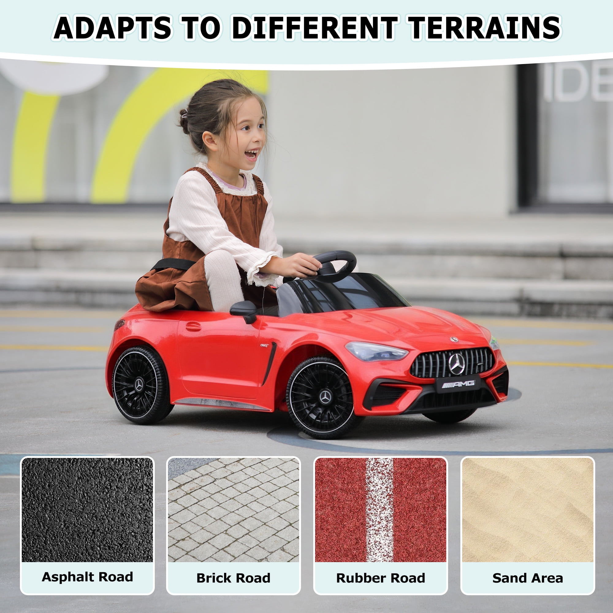 Jaxpety Licensed Mercedes-Benz AMG CLE53 Electric Ride on Toys with Parent Remote Control,Music and Lights,Electric Car for Kids,Red