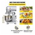 thumbnail image 3 of Commercial Food Mixer 30 Qt 1100W 3 Speed Adjustable Heavy Duty Mixer for Bakery Restaurant Pizza Dough - Stainless Steel Bowl & Attachments, 3 of 7