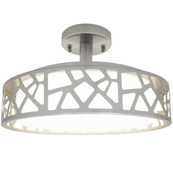 Maxxima 14 in. Decorative LED Semi-Flush Mount Ceiling Light, Dimmable, 3000K Warm White, 1400 Lumens, Satin Nickel