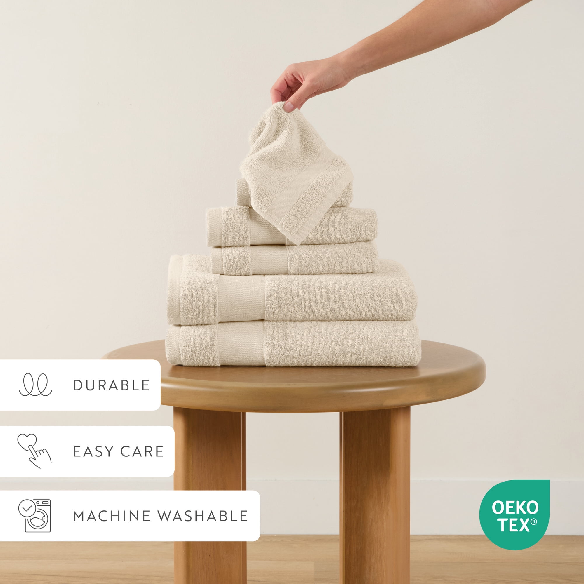 Noble Linens 6 Piece Essential Cotton Bath Towel Set