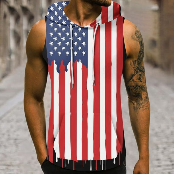4th Of July Polo Shirts Men Shunking 4th Of July Hooded Tank Top