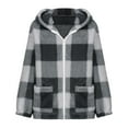 thumbnail image 4 of Patlollav Women's Fall Winter Coat Long-Sleeve Velvet Zipper Plaid Hooded Jacket, 4 of 6