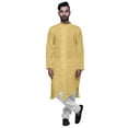 thumbnail image 4 of Atasi Cotton Slub Mens Kurta Solid Button Down Long Sleeve Indian Partywear, 4 of 5