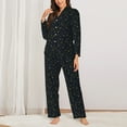 thumbnail image 2 of Picia Constellation Pattern Women’s Long-Sleeve Sleepwear Set - Soft 2-Piece Loungewear with Pockets, Comfy PJs for Relaxing Nights-Small, 2 of 7
