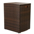 thumbnail image 4 of vidaXL 3 Piece Bistro Set with Cushions Poly Rattan Brown, 4 of 5