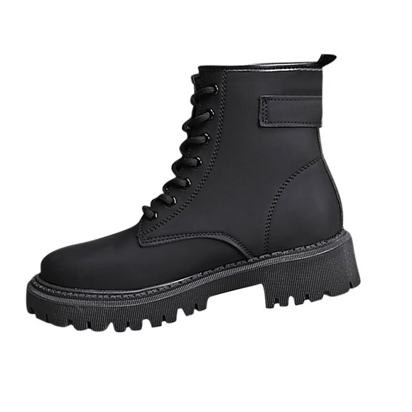 Black Ladies Mid Calf Boots Round Toe Mid Heel Chunky Sole Comfortable Casual Footwear Suitable For All Season Daily And Outdoor Activities Size 42