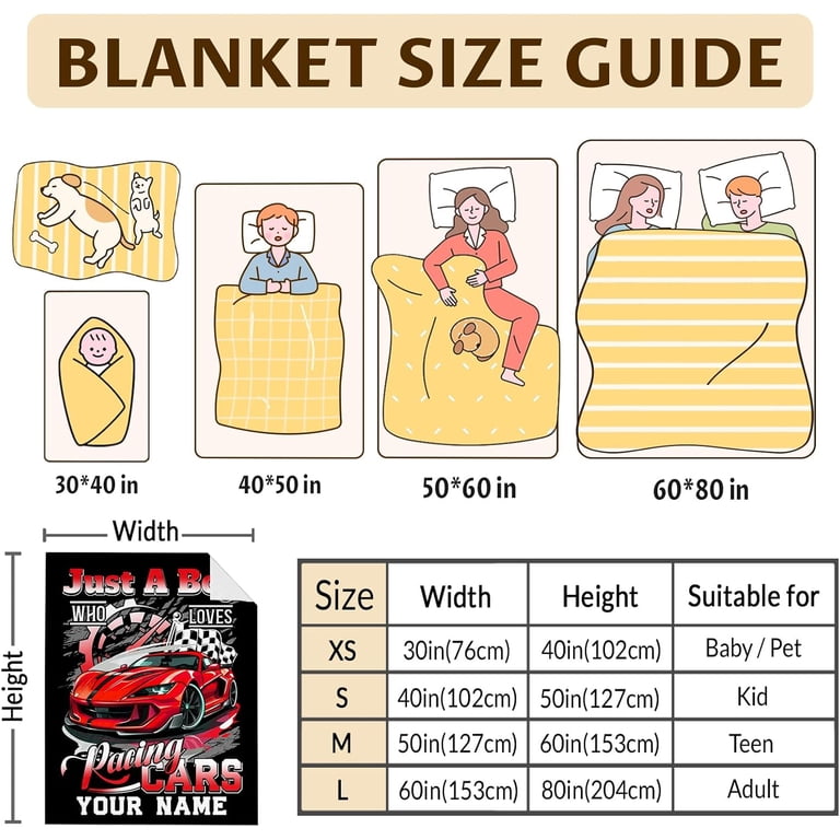 Personalized Race Car Baby Blanket - Custom Name Throw For Boys & Girls, Super Soft 30x40 Inch Blanket For Crib, Outdoor, Indoor