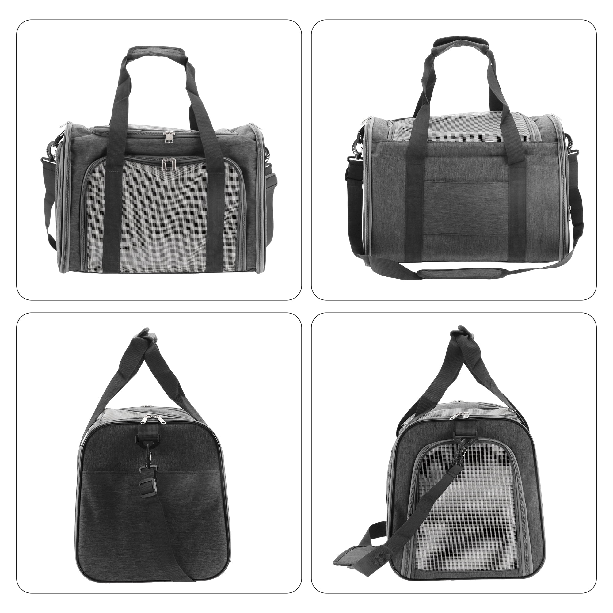 Unique Bargains Foldable Transport Box with Removable Plush Mat Gray