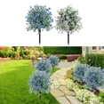 thumbnail image 4 of Bola de flores violetas artificiales, arbusto de vegetación artificial para jardín con estaca de tierra Azul, 4 of 9