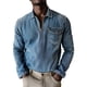 thumbnail image 2 of Ceisia Men's Spring Gift & Summer Vintage Casual Plaid Polychrome Zipper Turndown Collar Long-Sleeve Shirt - 320g Polyester Com fortable Beach &, 2 of 5