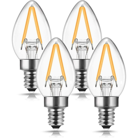 C7 Mini Candelabra LED Bulb, LED Filament Night Bulb, Christmas Light Bulbs, 2W (20W Equivalent), E12 Candelabra Base, No Dimmable, Perfect for Holiday, Christmas, Home Decorative, 4Pack