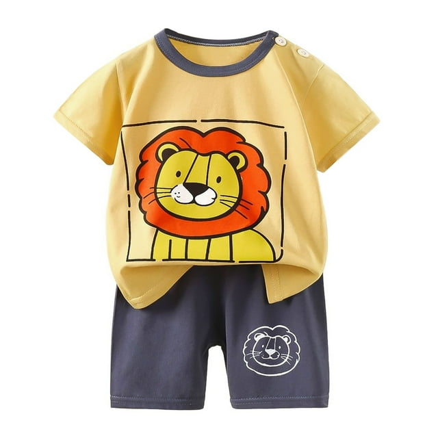 Ensemble de Pyjamas pour Bébé Garçon, Col Rond, Doux et Confortable, Vêtements de Maison pour Enfants, Taille 3-6 Mois