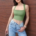 thumbnail image 3 of WBQ Womens Square Neck Tank Top Sleeveless Strappy Double Lined Basic Crop Tops Shirts, 3 of 5