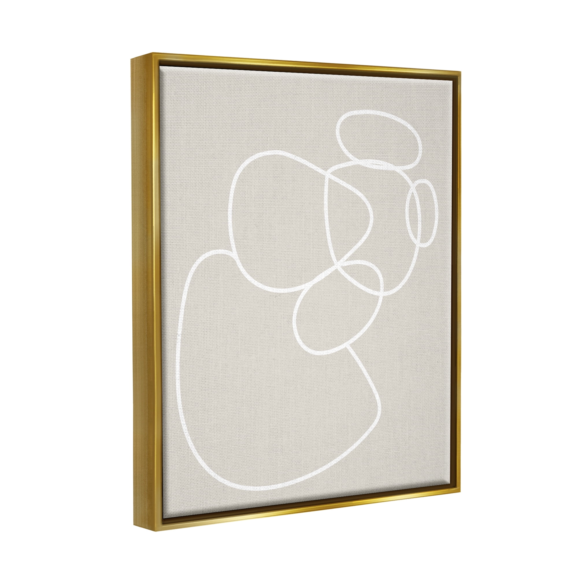 Stupell Industries Stacked Abstract Rocks Nature Painting Gold Floater Framed Art Print Wall Art, 17 x 21
