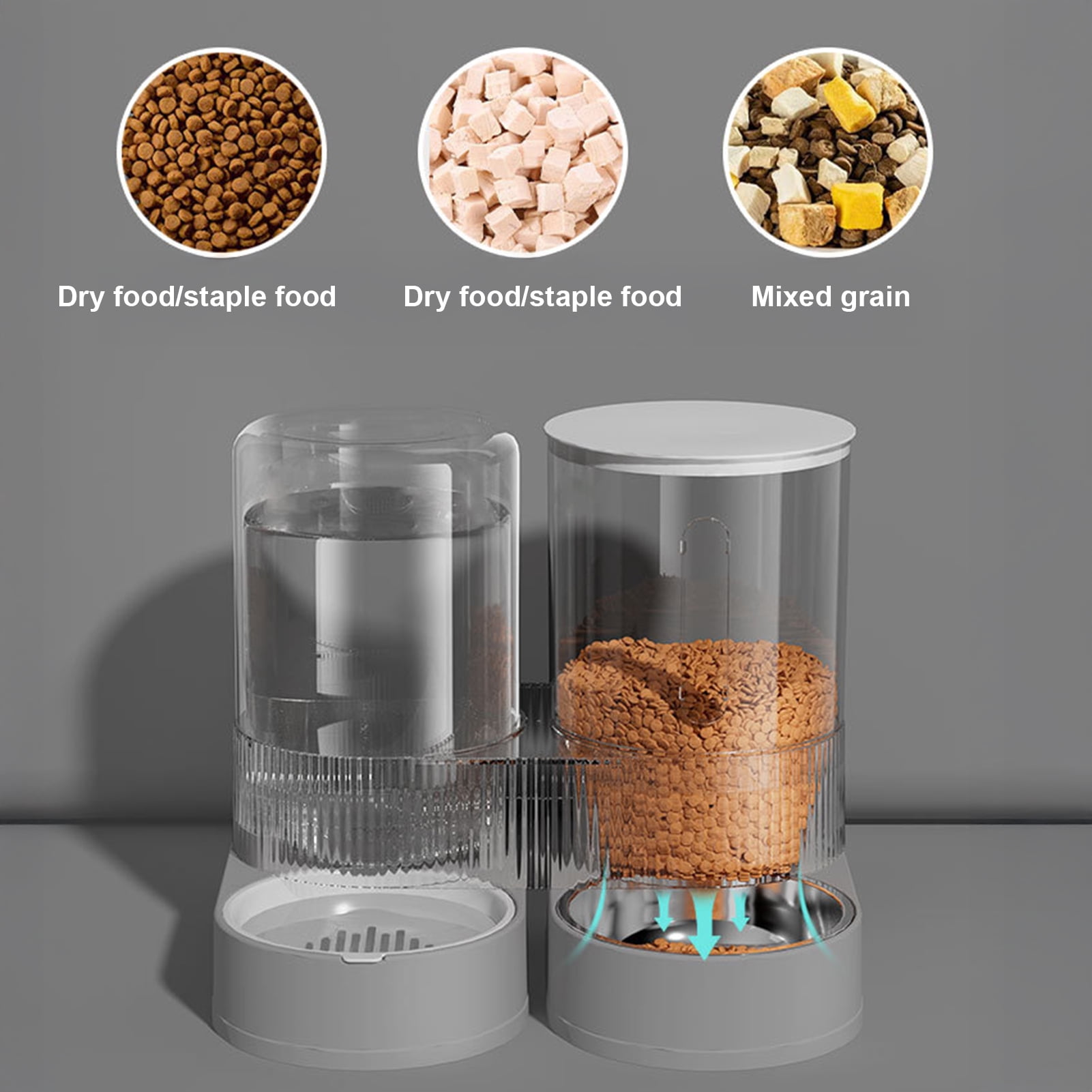 YIFAEUX Automatic Pet Feeder 2.4L Dog Food Feeder 2.6L Water Dispenser Travel Auto Cat Feeder Bowl for Small Dogs Cats Rabbits
