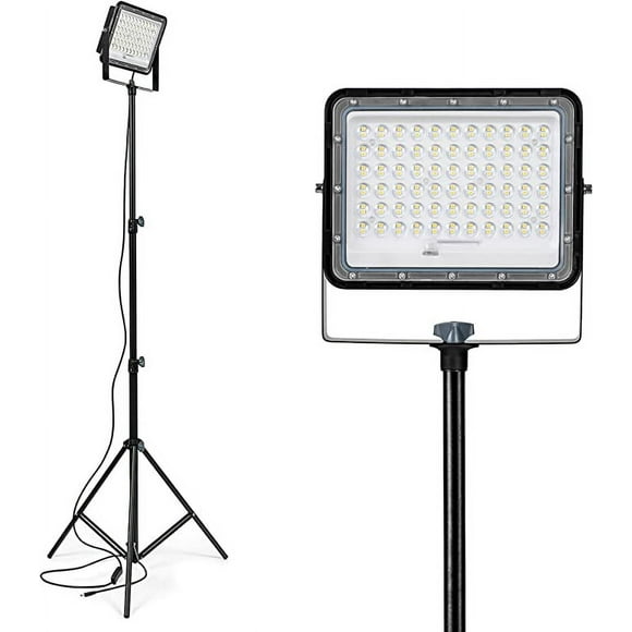 ROCKSOLAR 15 Watt Portable Adjustable LED Floodlight with Telescopic Stand work with both AC 110V and DC 12V power supply 145 degree beam angle and 360 degree head turn