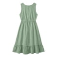 thumbnail image 5 of ClodeEU Women's Sleeveless V Neck Ruffle Hem Midi Dress,Casual Drawstring Waist Flowy Sundress Green,Women's Plus M, 5 of 8