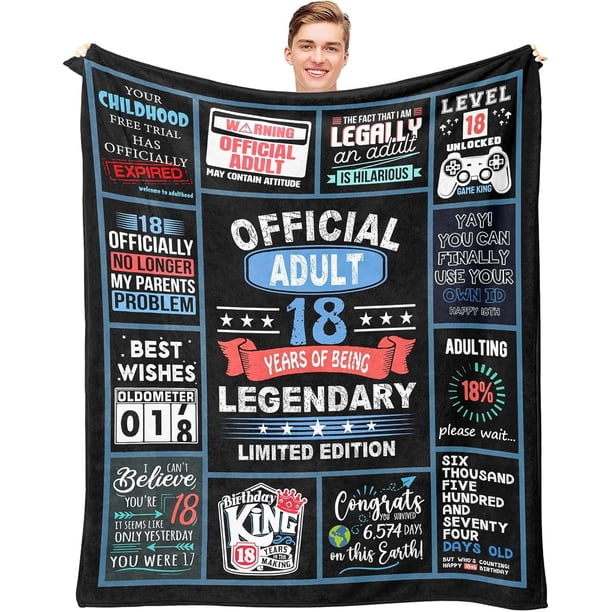 LHSHID 18th Birthday Gifts for Boy 18 Year Old Boy Birthday Gifts 18 Birthday Gift Ideas Throw Blanket Gifts for 18 Year Old Male 18 Birthday Decorations for Men 60"x80"