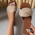 thumbnail image 4 of GERsome Womens Square Open Toe Sandals Summer Comfort Slip On Beach Flat Slide Sandals, Khaki Size 7, 4 of 9