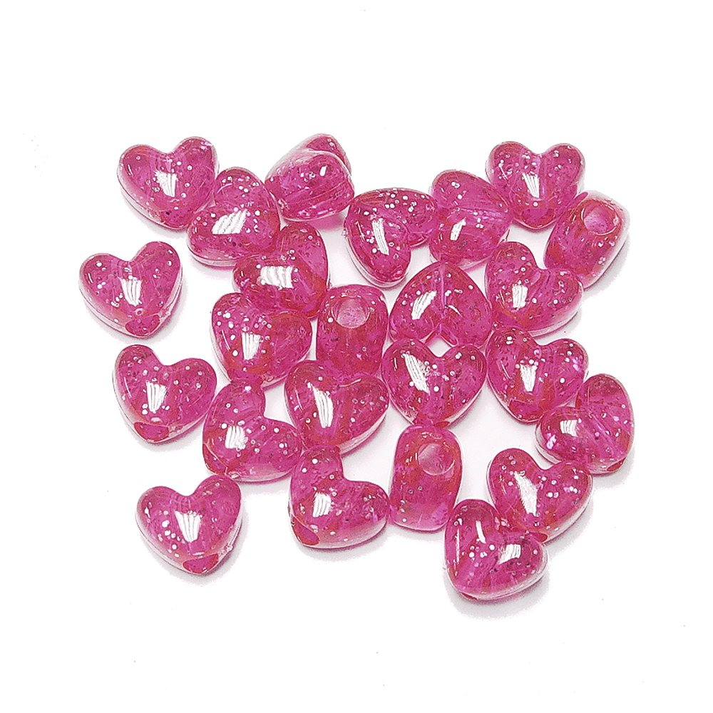 JOLLY STORE Crafts Hot Pink Sparkle Heart Shaped Pony Beads, Made in