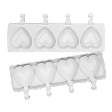 

Dido 4 Cavities Ice Cream Molds 3D Heart Shape Popsicle Mold Silicone Mold for DIY Ice Cream Puree Yogurt