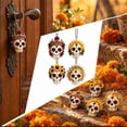 thumbnail image 5 of 4 Pcs Day of the Dead Sugar Skull Ornaments 3.15 in Acrylic Calavera Hanging Decor for Halloween Dia de los Muertos Door and Tree, 5 of 10