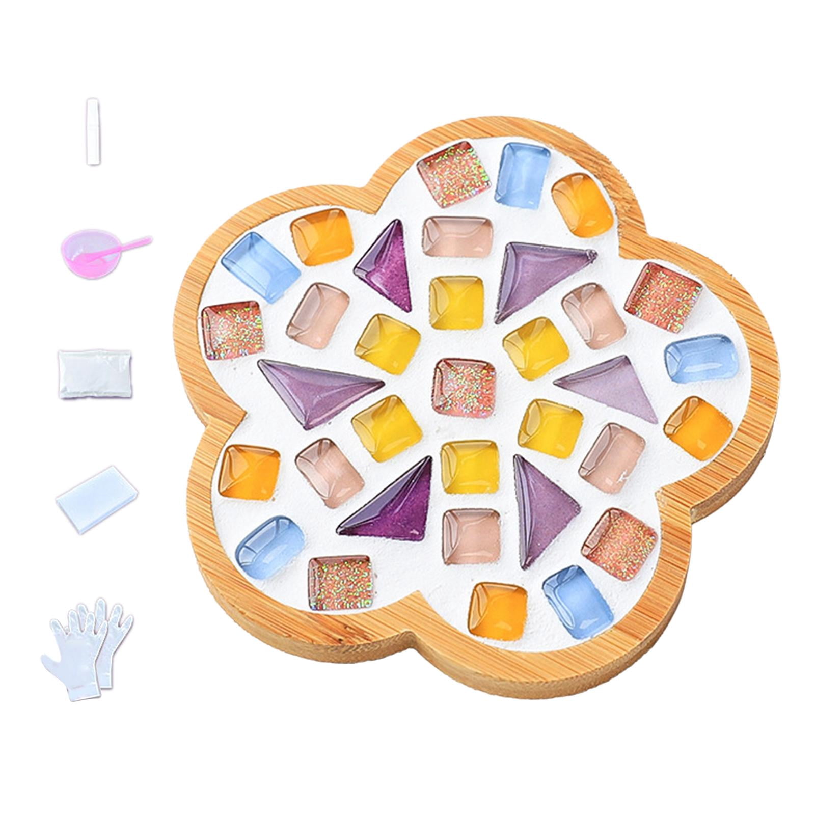 DIY Mosaic Coaster Holiday Gift Place Mat Cup Holder Children's Educational Toys Glass Mosaic Tiles for Home Ornament Dining Table D