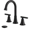thumbnail image 1 of Grifo de baño Hurran negro mate con 3 orificios y desagüe desplegable, 1 of 8