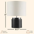 thumbnail image 5 of Beautiful by Drew Barrymore 14" Black Faux Ribbed Wood Table Lamps, 5 of 8